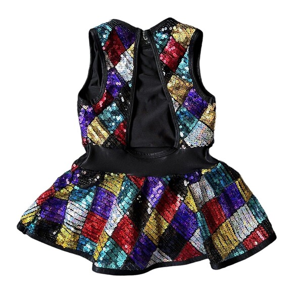Curtain Call Kaleidoscope Jazz, Tap, Dance Costume Child's CME 7/8 Sequin Peplum - Picture 2 of 10